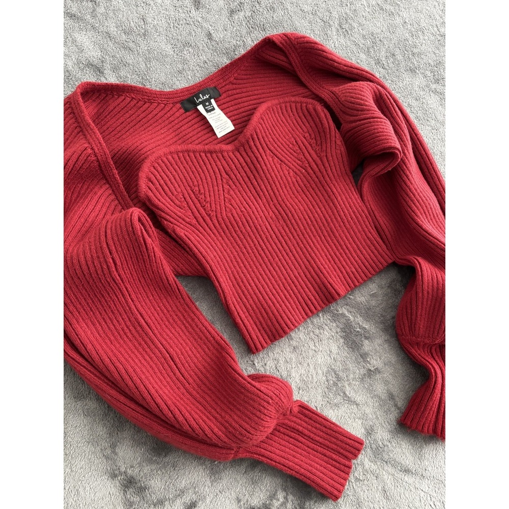 Lulus Red Two-Piece Ribbed‎ Knit Top Size Medium